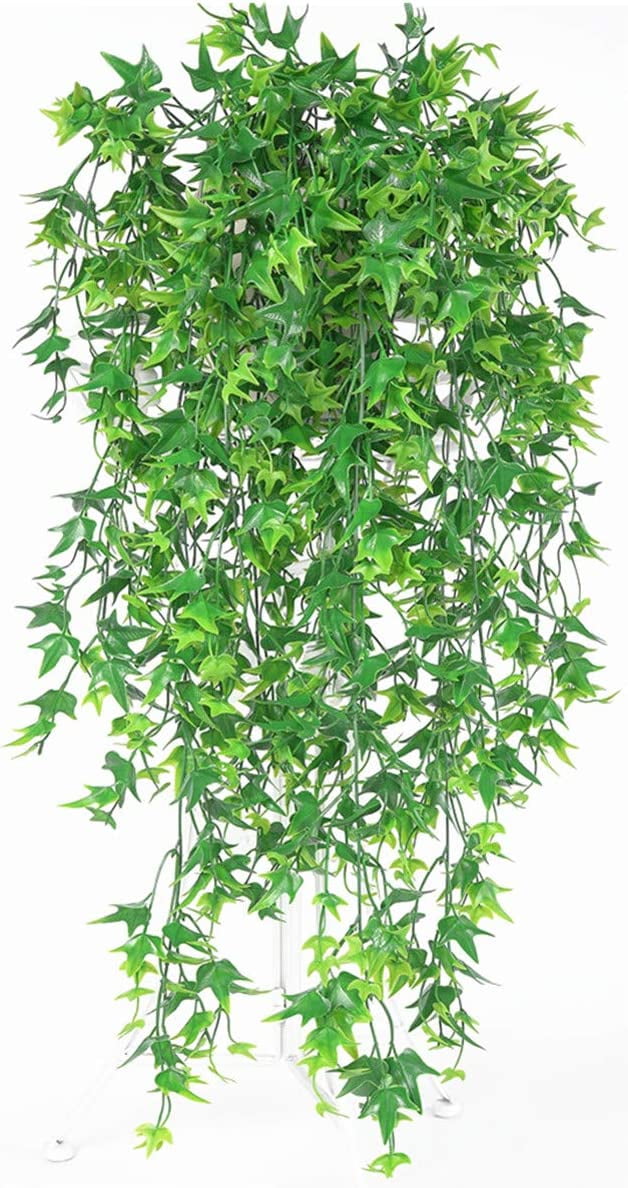 Artificial Vine, Sinhoon Hanging Ivy Sweet Potato Leaves Plastic Plants Foliage Vines, UV Resistant Greenery Fake Flowers for Indoor Outdoor Garden Door Wall Wedding Party Table Decoration Green 2Pcs