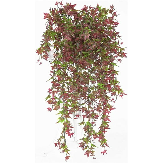 Artificial Vine, Viworld Hanging Ivy Sweet Potato Leaves Plastic Plants Foliage Vines, UV Resistant Greenery Fake Flowers for Indoor Outdoor Garden Door Wall Wedding Party Table Decoration Red 2Pcs