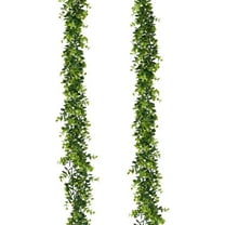 Artificial Vines Faux Eucalyptus Garland, 2 Pack Fake Eucalyptus Greenery Garland Wedding Backdrop Arch Wall Decor, 6 Feet/pcs Fake Hanging Plant for Table Festival Party Decorations