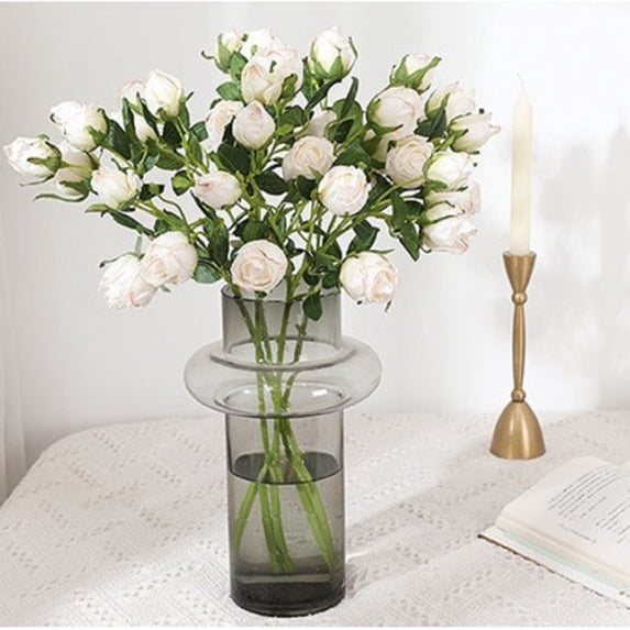 Artificial Vintage Roses Silk Flowers With Long Stem 19 Inch Total Length Gradient Color For Diy Bouquets Wedding Centerpiece Home Kitchen Decor