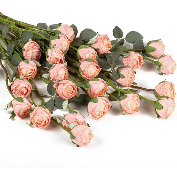 Artificial Vintage Roses Silk Rose with Stem Fake Rose Bouquets for Arrangement Wedding Centerpiece Party Home Decoration(Vintage Pink)