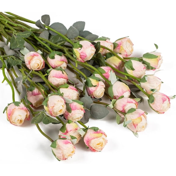 Artificial Vintage Roses Silk Rose with Stem Fake Rose Bouquets for Arrangement Wedding Centerpiece Party Home Decoration(Vintage Pink)