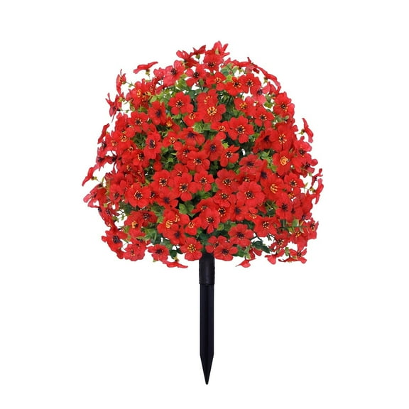 Artificial Violet Ball Topiary Trees with Ground Spikes, Artificial Bushes Plants, Fade Resistant Artificial Shrubs Tree for Indoor Outdoor Front Porch Decor 23.6in