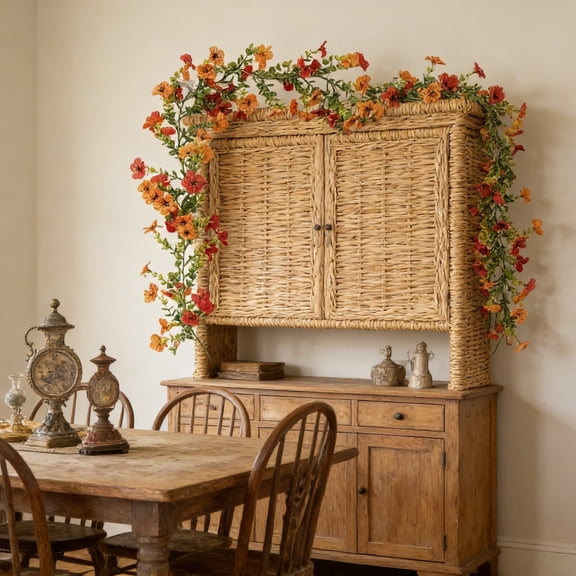 Artificial Violet and Daisy Flower Garland, Sun-Resistant Floral Vine for Wedding Arch, Garden Fence, and Summer Decor, Sturdy and Flexible Hanging Climber for Indoor and Outdoor