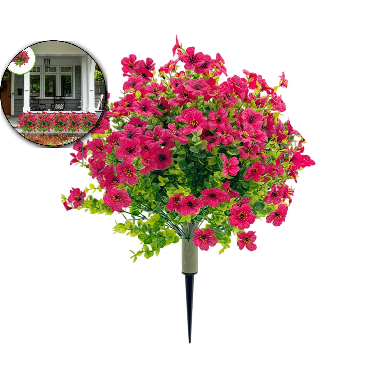 Shrub Plug Artificial Violet Eucalyptus Ground Plug, Patio Decorative Fake Shrub ...