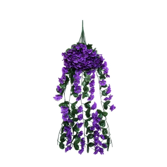 Artificial Violet Flower Wall Hanging - Reusable Faux Rattan Orchid Decor for Home, Balcony, Wedding, Event, Cafe & Lounge Wall Art