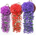 thumbnail image 1 of Artificial Violet Ivy Flowers,Silk Hanging Basket Lifelike Garland for Home Wedding Garden/Yard String Floral Decoration, 1 of 7