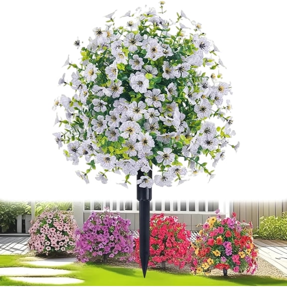 Artificial Violet for Outdoor Indoor Garden Home Decoration, UV Resistant & Waterproof Artificial Flower Decor, 23" Ground Insert Faux Violet Flowers for Porch Patio Garden Home Yard