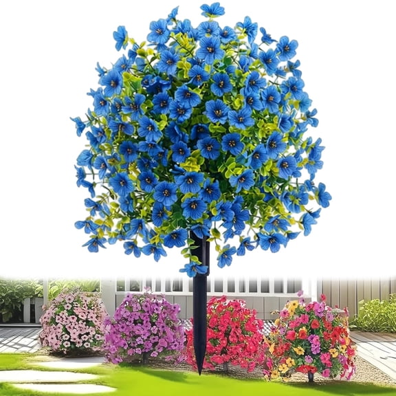 Artificial Violet For Outdoor Indoor Garden Home Decoration, Uv Resistant & Waterproof Artificial Flower Decor, 23" Ground Insert Faux Violet Flowers For Porch Patio Garden Home Yard
