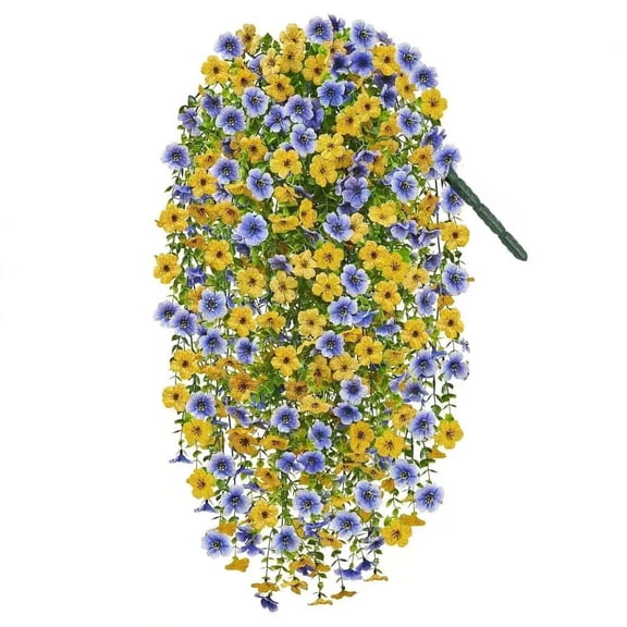 Artificial Violet Phalaenopsis Orchid Hanging Basket | Silk Flower Rattan Vine for Wall, Window Sill & Balcony | Outdoor & Indoor Home Garden Patio Decor