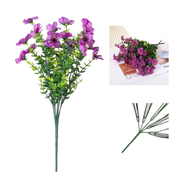 Artificial Violet Spring Grass Floral Bouquet,Realistic Silk Fake Greenery Faux Plant,Maintenance Free No Watering No Wilting,Home Office Wall Wedding Party Event Indoor Outdoor Table Decor