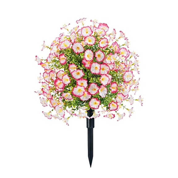 Artificial Violet Topiary Tree - 21" Fade-Proof Outdoor with Ground Spikes, Flowering Ball Bushes for Front Porch, Yard & Indoor Decor