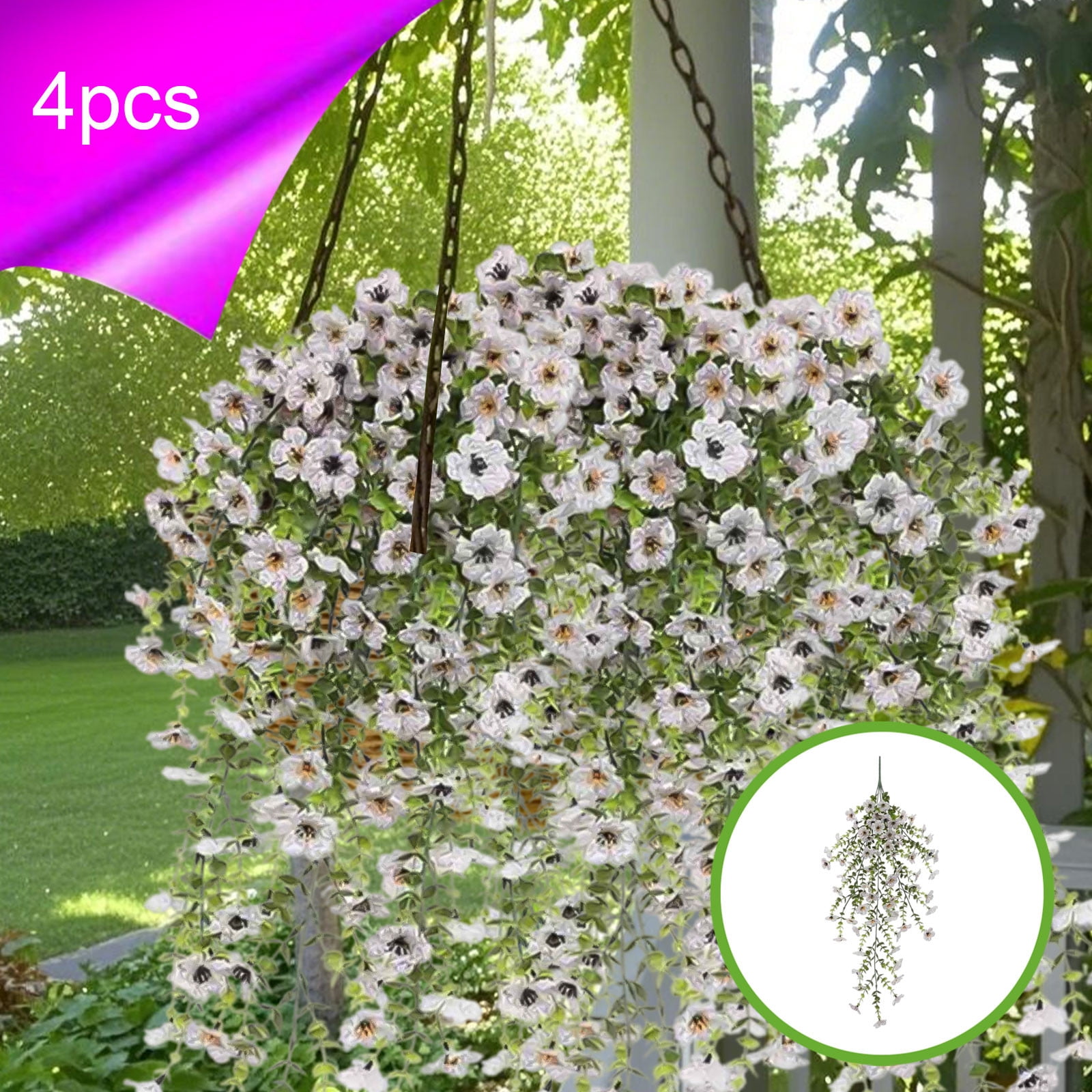 Artificial Violets Fake Flowers Wall Hanging Eucalyptus Greenery ...