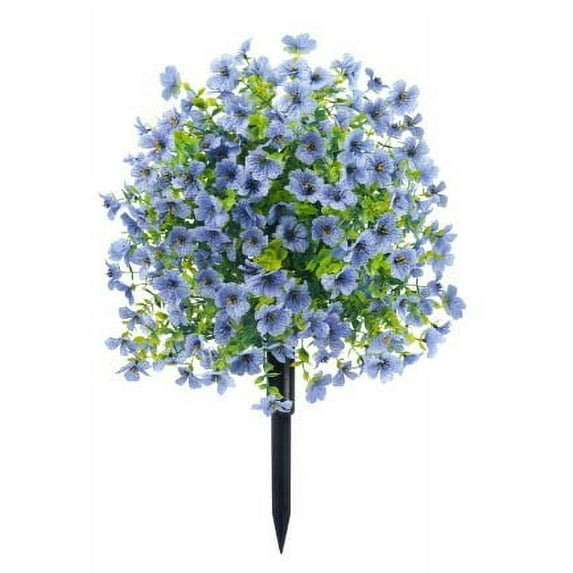Artificial Violets Garden Stake | Faux Flowers with Ground Spikes for Outdoor Decor - 22in Lifelike Shrubs | UV Resistant, Maintenance-Free, Durable Plastic | Porch Patio Wedding Party Decoration