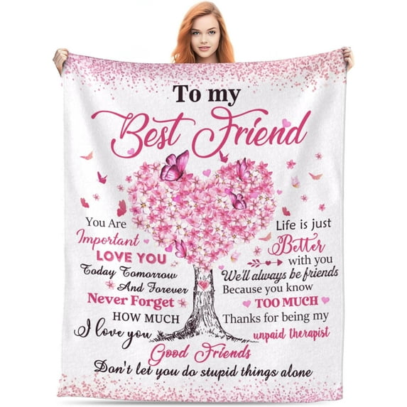 Best Friend Blanket for Women Birthday Friendship Christmas, Thanksgivings Gifts for Women Friends Bestie, BFF, Sister, Throw Blankets for Sofa Couch Travel (50x60)