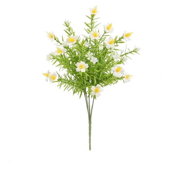 Artificial Water Grass Daisies Arrangement for Home Decor and Photography Props Realistic Five Forks Design Plastic and Silk Flowers Low Maintenance Durable Faux Floral Decoration