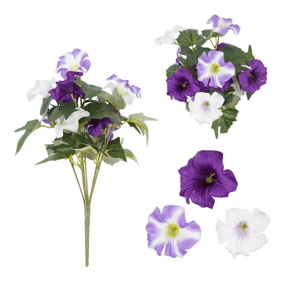 Artificial Water Grass Potted Plant Silk Flowers Violet Print Faux Spring Greenery Desk Decoration Home Office Shelf Bathroom Tabletop Mini Fake Plant No Maintenance Realistic Looking