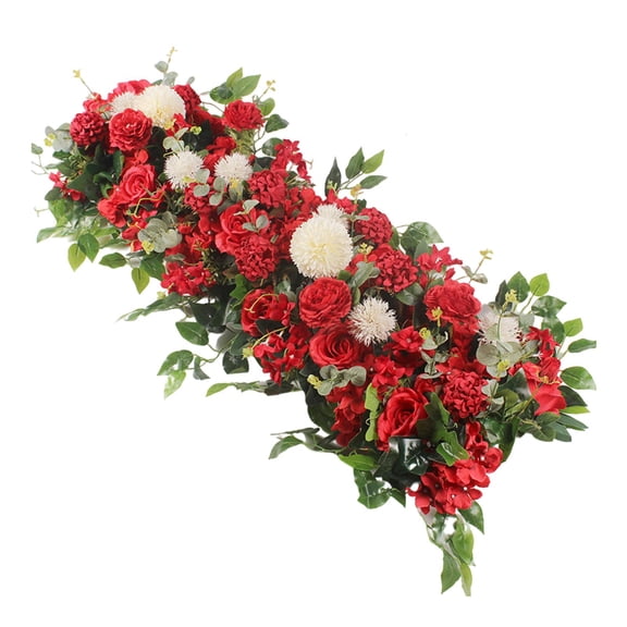 Artificial Wedding Arch Flowers Hanging Backdrop Decor Floral Arrangement, Display Plant for Reception Party Decor Red