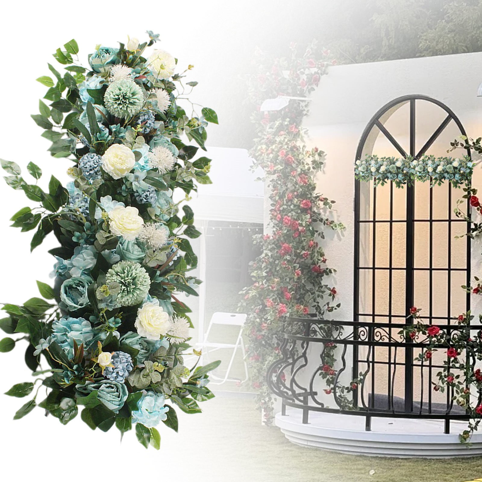 Aperturee Set of 2 Romantic White Artificial Flower Archway