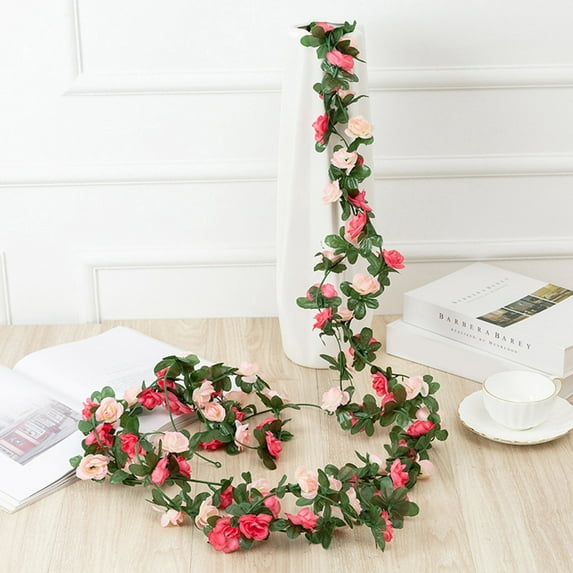 Artificial Wedding Arch Flowers Verdsylv Artificial Rose Vine Garland, 2.5M Faux Flower Garland with 45 Blooms for Wall Hanging Decor, Wedding Party Arch Diy Home Decoration, Fake Flower Garland, D