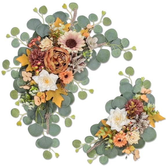 Artificial Wedding Arch Flowers for Wedding Sign,Set of 2 for Wedding Welcome Ceremony Sign,Faux Floral Swags,Wedding, Banquet and Reception Backdrop Floral Decoration