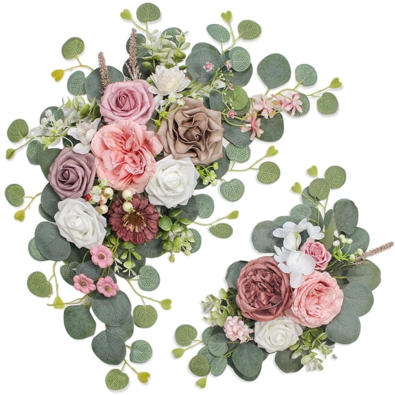 Set of 2 Artificial Wedding Arch Flowers for Wedding Welcome Sign, Banquet and Reception Decoration, Ceremony Backdrop Floral Arrangements, and Bridal Shower Decor