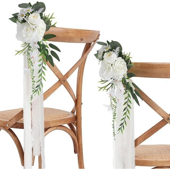 Artificial Wedding Chair Back Flowers Arch Decor Outdoor Ceremony Aisle Decoration Bridal Party Garden Reception Floral