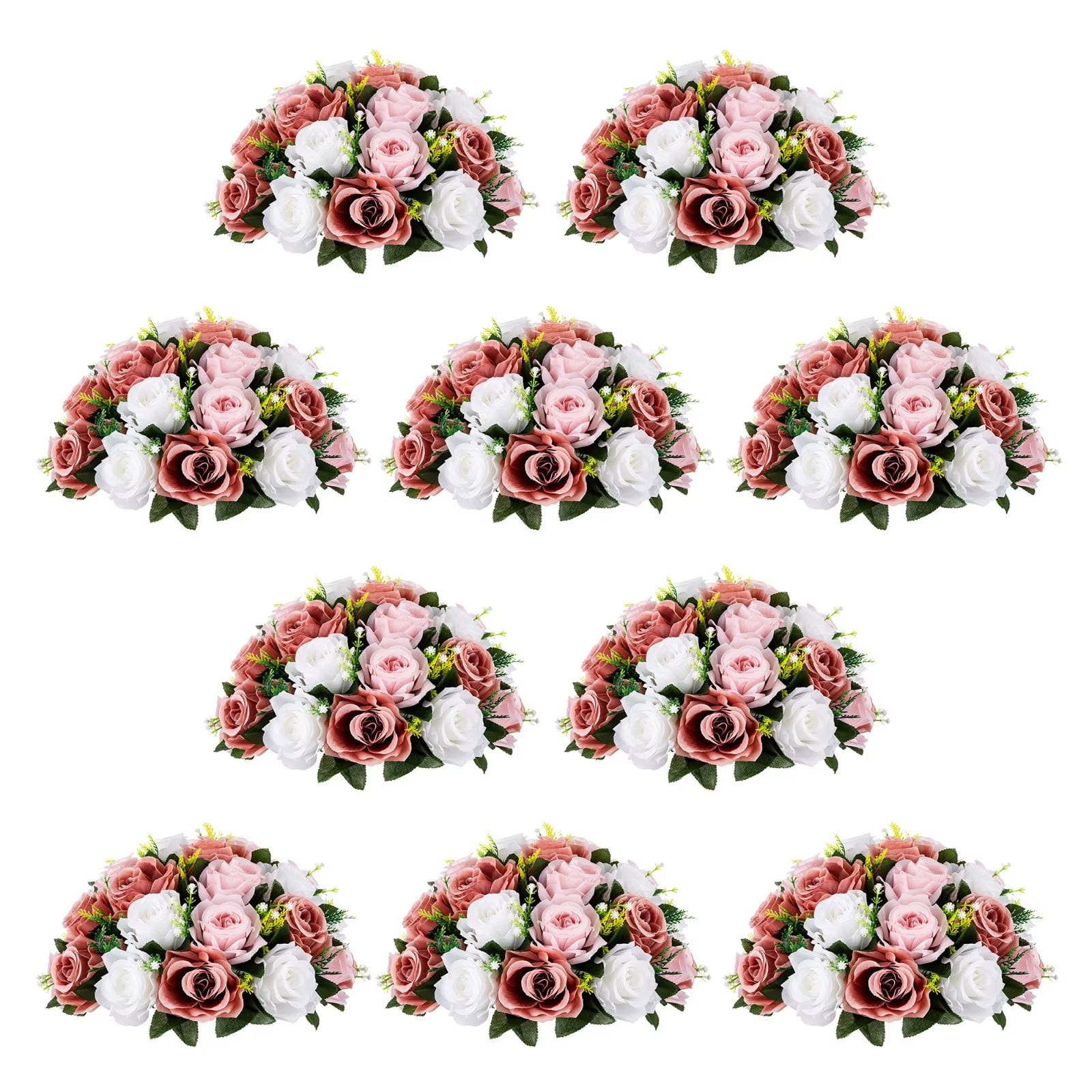 Artificial Wedding Flower Balls for Centerpieces 10Pcs 14.2" Large Pink Dusty Roses Fake Floral Arrangment Centerpiece for Tables