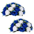 thumbnail image 1 of Artificial Wedding Flower Balls for Centerpieces 2Pcs 14.2" Large Royal Blue & White Roses Fake Floral Arrangment Centerpiece for Tables, 1 of 7