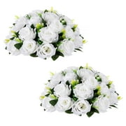 Glasseam 7.87" Artificial Silk White Rose Wedding Bouquet (2 Count)