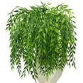 thumbnail image 1 of Artificial Weeping Willow, Plastic Plants Greenery Leaves Fake Hanging Vine Faux Ivy Garland UV Resistant for Home Indoor Outdoor Garden Door Wall Baskets Wedding Party Table Decor Decoration - 4 Pcs, 1 of 5