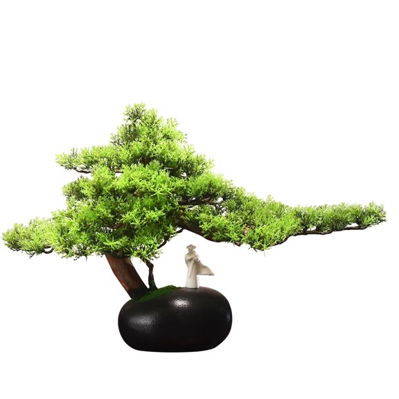 Artificial Welcoming Pine Bonsai, Zen Style Desktop Decorative Ornament for Office Home Indoor Tabletop Decoration