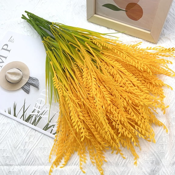 Artificial Wheat Stalks Faux Wheat Ears Bouquet Plastic Stalks ,Artificial Plant Barley Fake Plants for Vase Home Office Yard Patio Farmhouse Centerpiece Table Decor