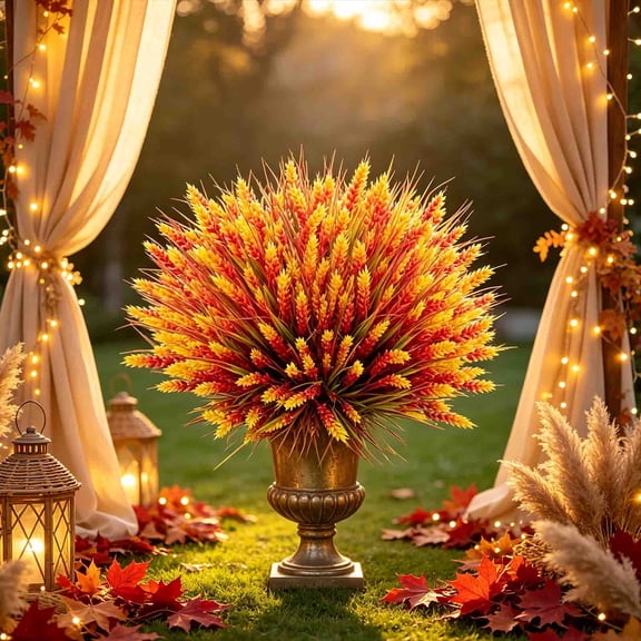 Artificial Wheat Stems 13.8 Inch Fake Fall Flowers Realistic Plastic Plants for Home Decor Thanksgiving Autumn Harvest Arrangements