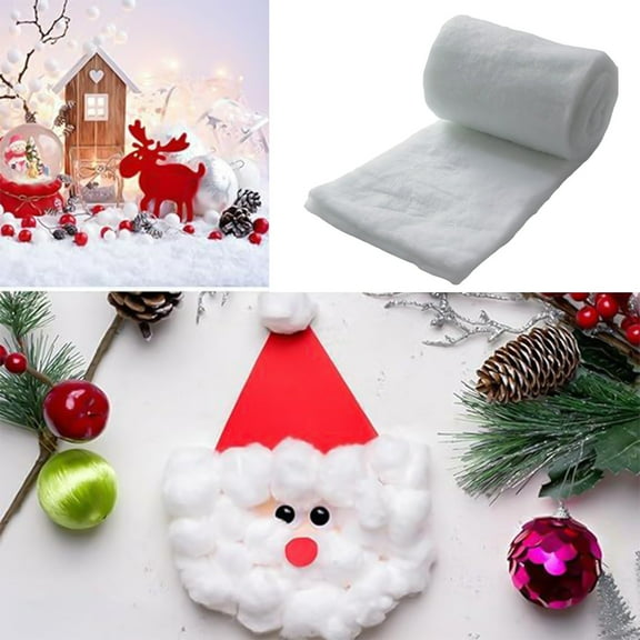 Artificial White Cloud Fiber Faux Fluffy Snow, Fluffy Cotton Snow for Christmas Village, Vacuum Packaged Artificial Snow Fluff Faux Snow for Craft, Christmas Mantel Home Decor