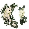 thumbnail image 1 of Artificial White Rose and Eucalyptus Wedding Arch Backdrop Decor - Set of 2, 1 of 3