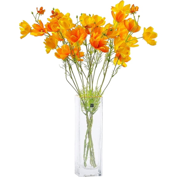 Artificial Wild Flower Cosmos 6pcs Long Stem Coreopsis for Wedding Bridal DIY Bouquet Home Décor Centerpieces(Blue)