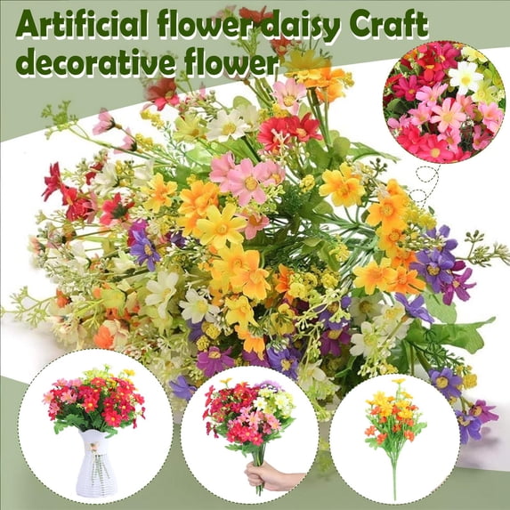 Artificial Wildflowers Decor Fake Silk Flower Real Touch 6PC for Spring Easter Home Kitchen Wedding Bouquet Bulk Mother's Gift Day Decorations