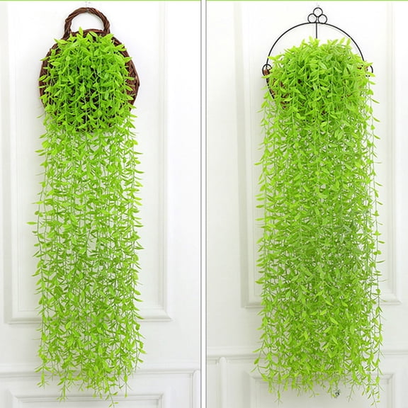Artificial Willow Leaf Rattan Vines 5-Pack - Plastic Fake Hanging Plants for Wall Ceiling Decor, Lifelike Green Dangling Weeping Willows, 39.3in Long