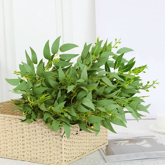 Artificial Willow Leaf Verdsylv Artificial Myrtle Spray Greenery, 18-20 Inch Realistic Willow Leaf Stem for Window Display Case, Vase Filler & Home/Office Decoration, Myrtle Greenery, Green
