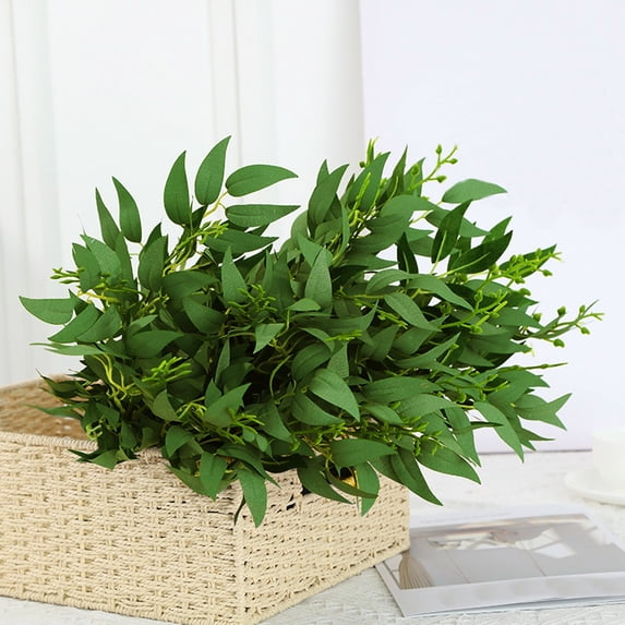 Artificial Willow Leaf Verdsylv Artificial Myrtle Spray Greenery, 18-20 Inch Realistic Willow Leaf Stem for Window Display Case, Vase Filler & Home/Office Decoration, Myrtle Greenery