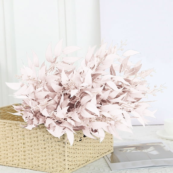 Artificial Willow Leaf Verdsylv Artificial Myrtle Spray Greenery, 18-20 Inch Realistic Willow Leaf Stem for Window Display Case, Vase Filler & Home/Office Decoration, Myrtle Greenery, Pink