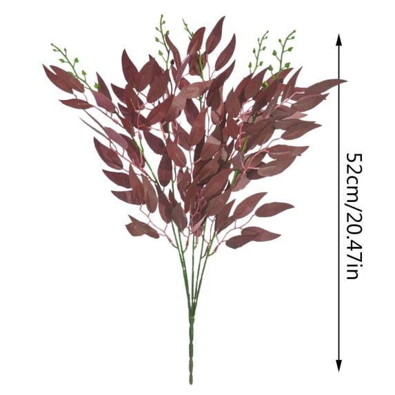 Artificial Wine Red Myrtle Leaf Spray for Window Display Outdoor Home Decor