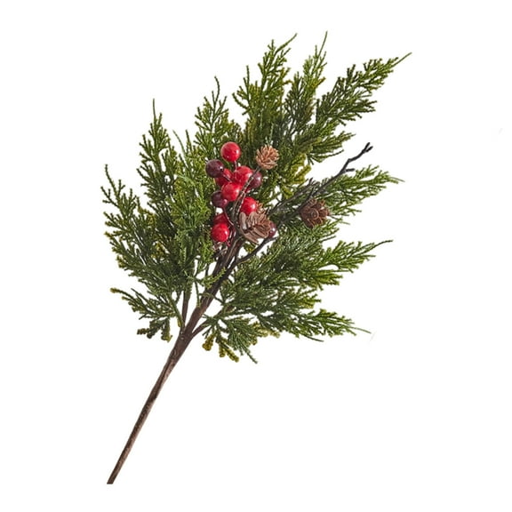 Artificial Winter Pine Needles Branches, Fake Greenery Pine Picks with Pinecone Christmas Flower Arrangements for DIY Crafts Xmas Wreath (B)
