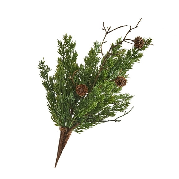 Artificial Winter Pine Needles Branches, Fake Greenery Pine Picks with Pinecone Christmas Flower Arrangements for DIY Crafts Xmas Wreath (C)