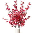 thumbnail image 1 of Artificial Wintersweet Flower Bouquet 27 inches, Multiple Flower Branches Colorful,Spring Decorate for Wedding Home Table Daily Holiday Activities，Set of 4 Bouquets,Vase Not Included(Dark pink), 1 of 5