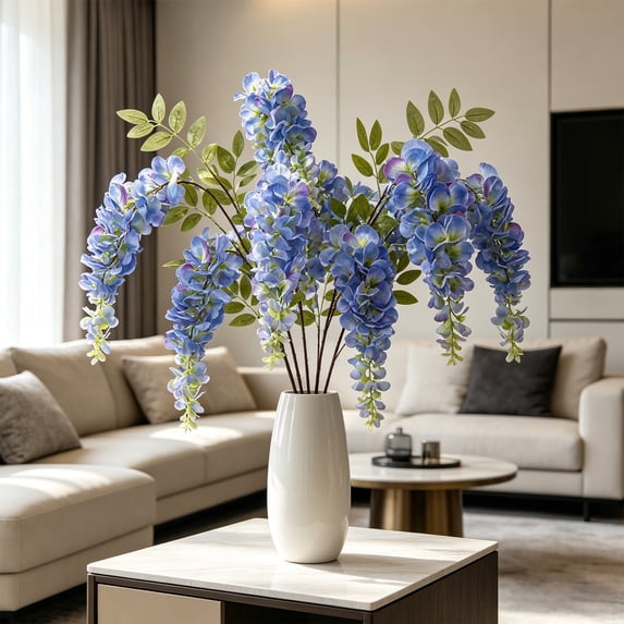 Artificial Wisteria Flower Garland 39.37in Blue Plastic Faux Hanging ...