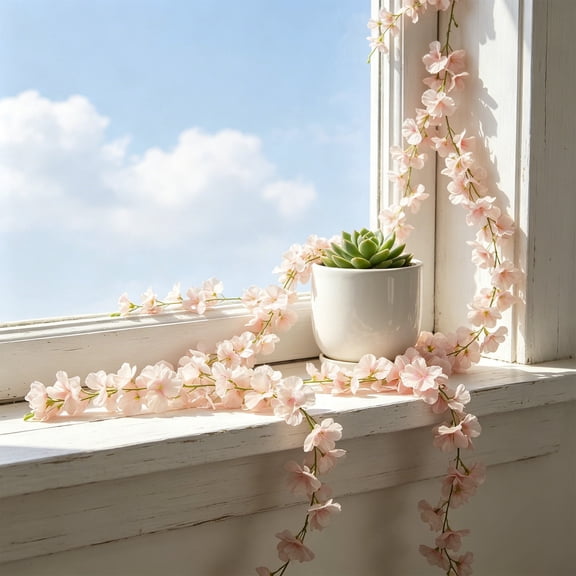 Artificial Wisteria Flower String Hanging Garland Wedding Party Home Garden Wall Ceiling Indoor Outdoor Decoration P-ink Pink Free Size