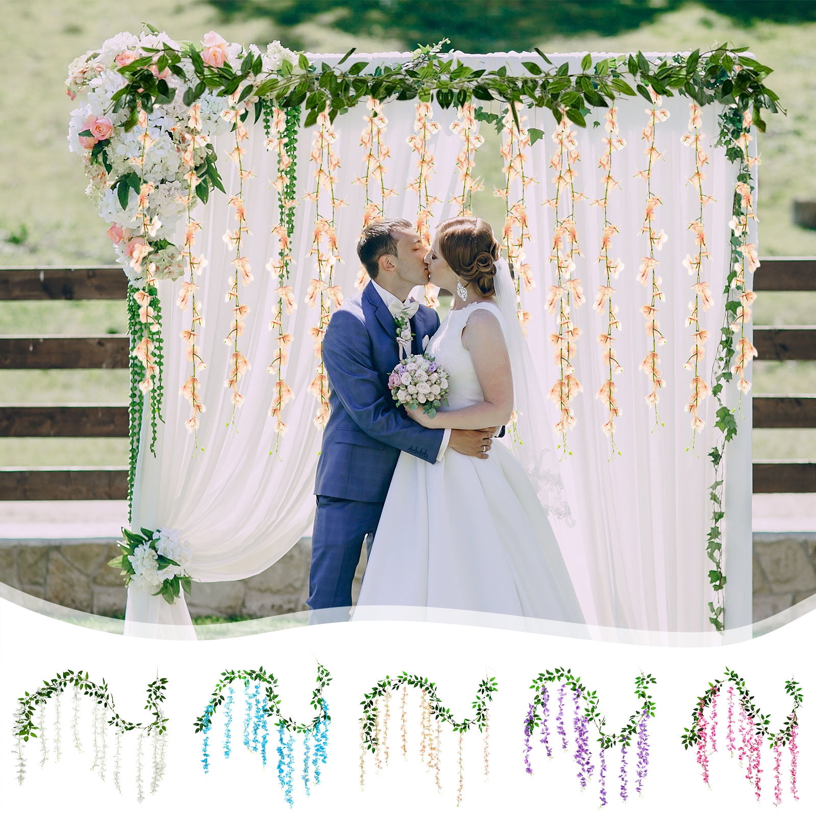 Artificial Wisteria Garland, Silk Flower Vines, 6 56 Ft Long, Wedding ...