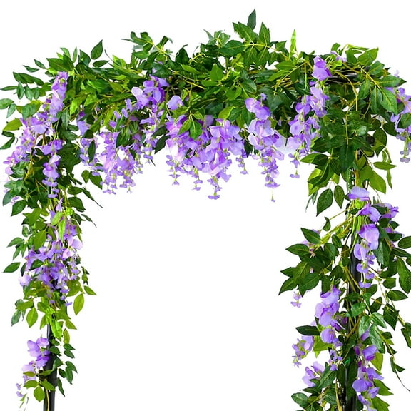 Artificial Wisteria Garland, Silk Hanging Flowers Fake Vine for Wedding Arch Decor, Home Garden Patio Wall Decoration, Indoor Outdoor Greenery, 1* Simulated Vines And Rattan